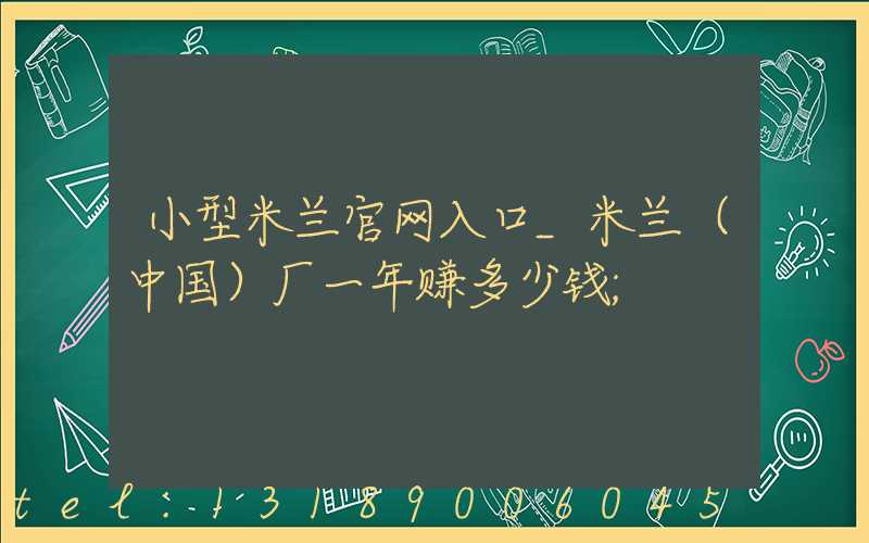 小型米兰官网入口_米兰（中国）厂一年赚多少钱