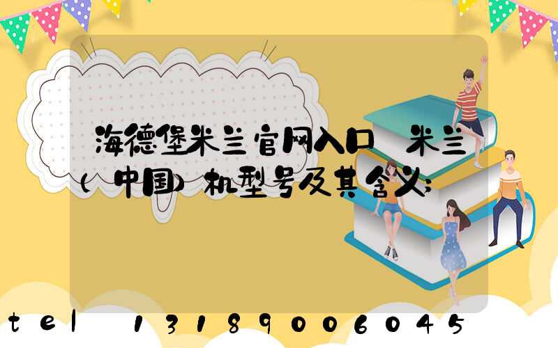 海德堡米兰官网入口_米兰（中国）机型号及其含义