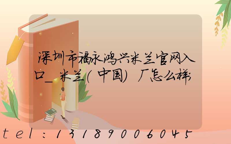 深圳市福永鸿兴米兰官网入口_米兰（中国）厂怎么样