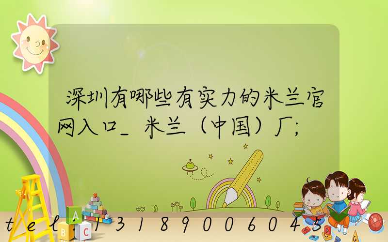 深圳有哪些有实力的米兰官网入口_米兰（中国）厂