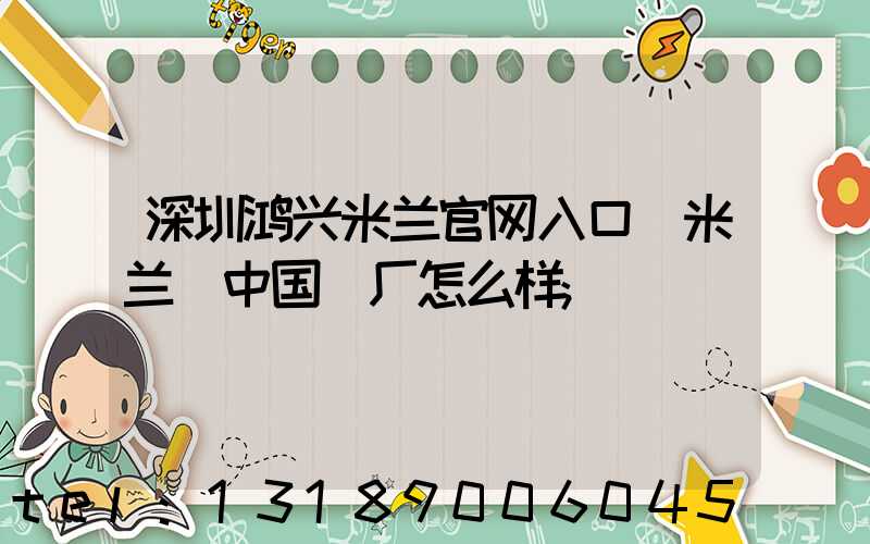深圳鸿兴米兰官网入口_米兰（中国）厂怎么样