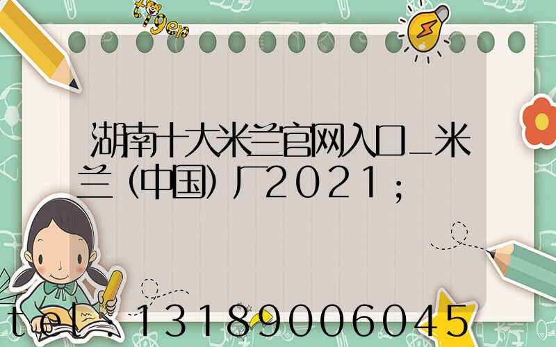 湖南十大米兰官网入口_米兰（中国）厂2021