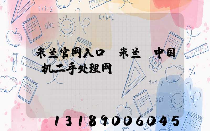 米兰官网入口_米兰（中国）机二手处理网