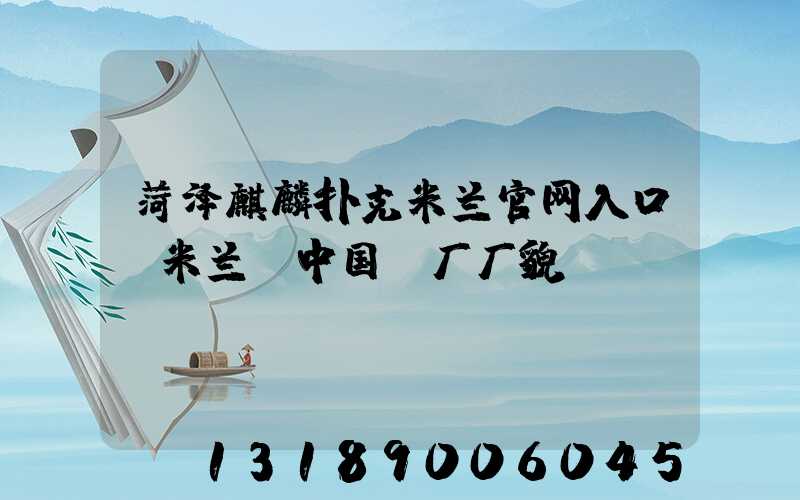 菏泽麒麟扑克米兰官网入口_米兰（中国）厂厂貌